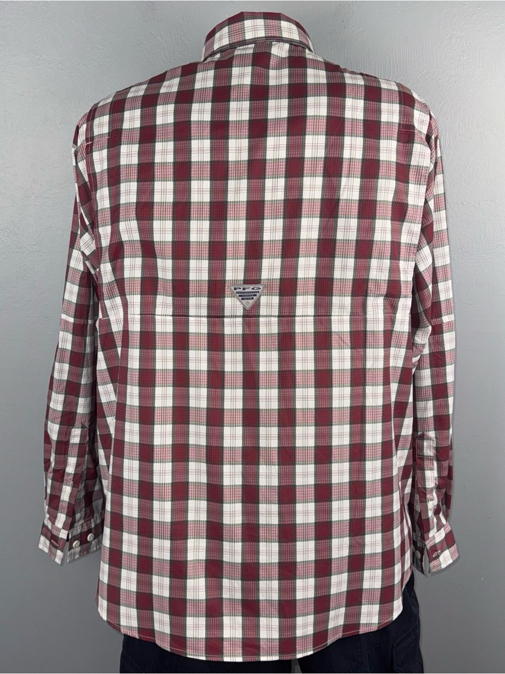 Columbia PFG Florida State Seminoles Shirt XL Burgundy & White Gingham Fishing - Picture 6 of 9